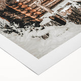 Snow-Covered Cabin Wall Art | Rustic Winter Farmhouse Style Decor