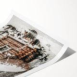 Snow-Covered Cabin Wall Art | Rustic Winter Farmhouse Style Decor