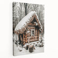 Snow-Covered Cabin Wall Art | Rustic Winter Farmhouse Style Decor