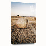 Farmhouse Wall Art Hay Bale Field Print | Rustic Country Harvest Decor