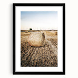 Farmhouse Wall Art Hay Bale Field Print | Rustic Country Harvest Decor