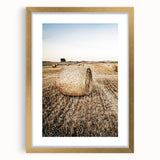 Farmhouse Wall Art Hay Bale Field Print | Rustic Country Harvest Decor