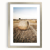 Farmhouse Wall Art Hay Bale Field Print | Rustic Country Harvest Decor