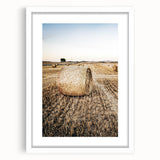 Farmhouse Wall Art Hay Bale Field Print | Rustic Country Harvest Decor