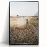 Farmhouse Wall Art Hay Bale Field Print | Rustic Country Harvest Decor