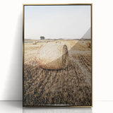 Farmhouse Wall Art Hay Bale Field Print | Rustic Country Harvest Decor