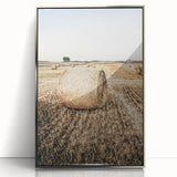 Farmhouse Wall Art Hay Bale Field Print | Rustic Country Harvest Decor