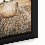 Farmhouse Wall Art Hay Bale Field Print | Rustic Country Harvest Decor