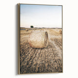 Farmhouse Wall Art Hay Bale Field Print | Rustic Country Harvest Decor