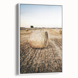 Farmhouse Wall Art Hay Bale Field Print | Rustic Country Harvest Decor