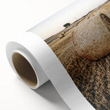 Farmhouse Wall Art Hay Bale Field Print | Rustic Country Harvest Decor