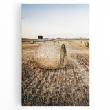 Farmhouse Wall Art Hay Bale Field Print | Rustic Country Harvest Decor