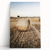Farmhouse Wall Art Hay Bale Field Print | Rustic Country Harvest Decor