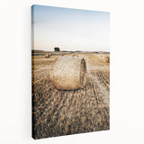 Farmhouse Wall Art Hay Bale Field Print | Rustic Country Harvest Decor