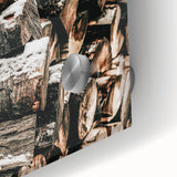 Rustic Firewood Wall Art | Winter Farmhouse Decor with Snow-Covered Wood