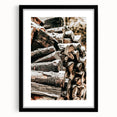 Rustic Firewood Wall Art | Winter Farmhouse Decor with Snow-Covered Wood