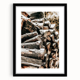 Rustic Firewood Wall Art | Winter Farmhouse Decor with Snow-Covered Wood