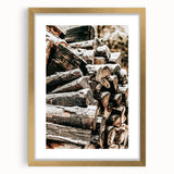 Rustic Firewood Wall Art | Winter Farmhouse Decor with Snow-Covered Wood