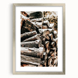 Rustic Firewood Wall Art | Winter Farmhouse Decor with Snow-Covered Wood