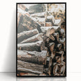 Rustic Firewood Wall Art | Winter Farmhouse Decor with Snow-Covered Wood