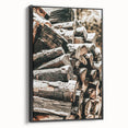 Rustic Firewood Wall Art | Winter Farmhouse Decor with Snow-Covered Wood