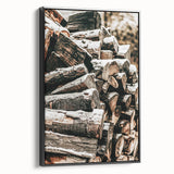 Rustic Firewood Wall Art | Winter Farmhouse Decor with Snow-Covered Wood