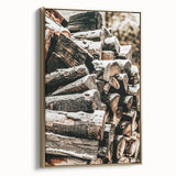 Rustic Firewood Wall Art | Winter Farmhouse Decor with Snow-Covered Wood