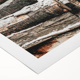Rustic Firewood Wall Art | Winter Farmhouse Decor with Snow-Covered Wood