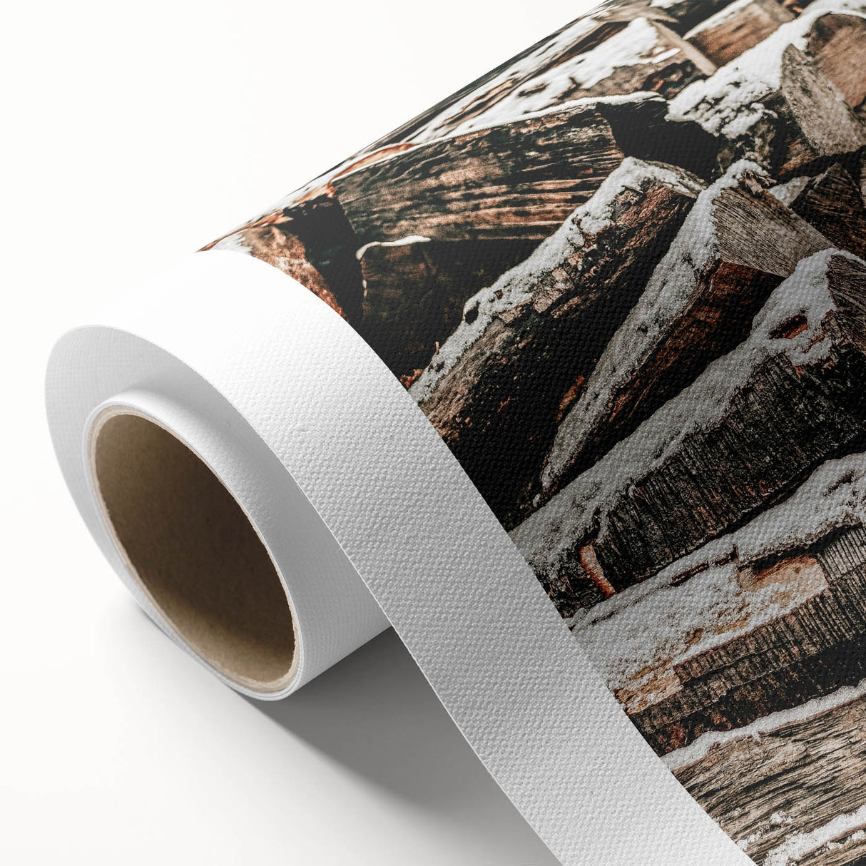 Rustic Firewood Wall Art | Winter Farmhouse Decor with Snow-Covered Wood