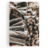 Rustic Firewood Wall Art | Winter Farmhouse Decor with Snow-Covered Wood