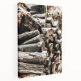 Rustic Firewood Wall Art | Winter Farmhouse Decor with Snow-Covered Wood