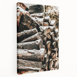 Rustic Firewood Wall Art | Winter Farmhouse Decor with Snow-Covered Wood