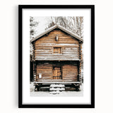 Rustic Wooden Cabin Wall Art | Farmhouse Winter Decor with Snow