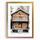 Rustic Wooden Cabin Wall Art | Farmhouse Winter Decor with Snow
