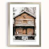 Rustic Wooden Cabin Wall Art | Farmhouse Winter Decor with Snow