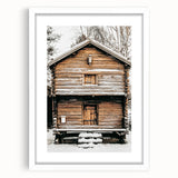 Rustic Wooden Cabin Wall Art | Farmhouse Winter Decor with Snow