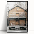 Rustic Wooden Cabin Wall Art | Farmhouse Winter Decor with Snow