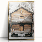 Rustic Wooden Cabin Wall Art | Farmhouse Winter Decor with Snow