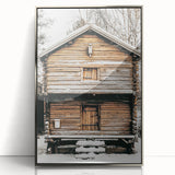 Rustic Wooden Cabin Wall Art | Farmhouse Winter Decor with Snow