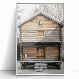 Rustic Wooden Cabin Wall Art | Farmhouse Winter Decor with Snow