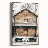 Rustic Wooden Cabin Wall Art | Farmhouse Winter Decor with Snow