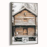 Rustic Wooden Cabin Wall Art | Farmhouse Winter Decor with Snow