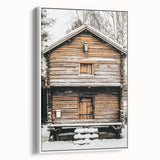 Rustic Wooden Cabin Wall Art | Farmhouse Winter Decor with Snow