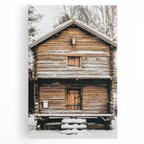 Rustic Wooden Cabin Wall Art | Farmhouse Winter Decor with Snow