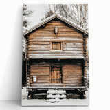 Rustic Wooden Cabin Wall Art | Farmhouse Winter Decor with Snow