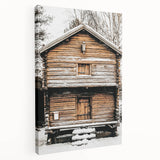 Rustic Wooden Cabin Wall Art | Farmhouse Winter Decor with Snow