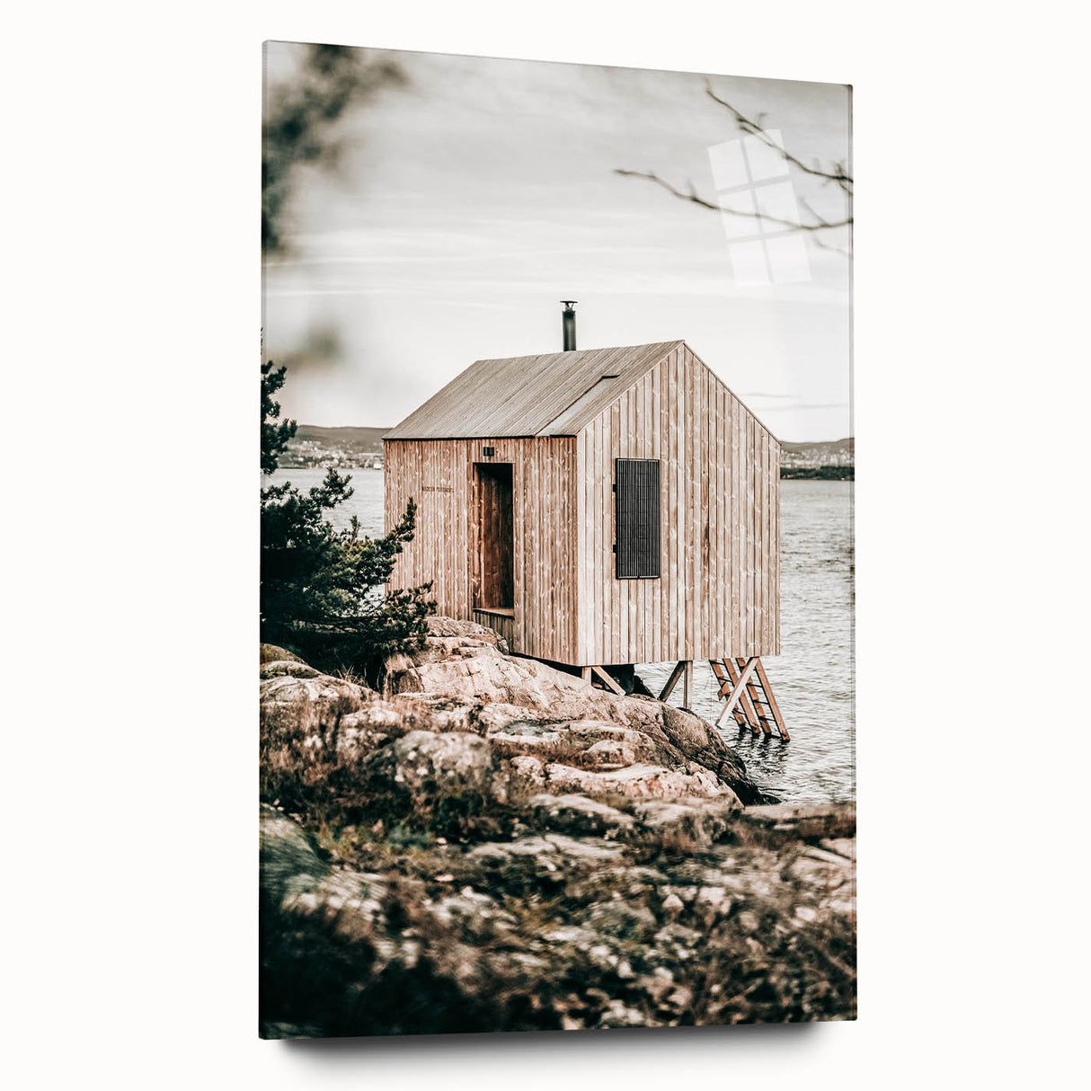 Coastal Wooden Cabin Wall Art | Farmhouse Rustic Decor by the Water