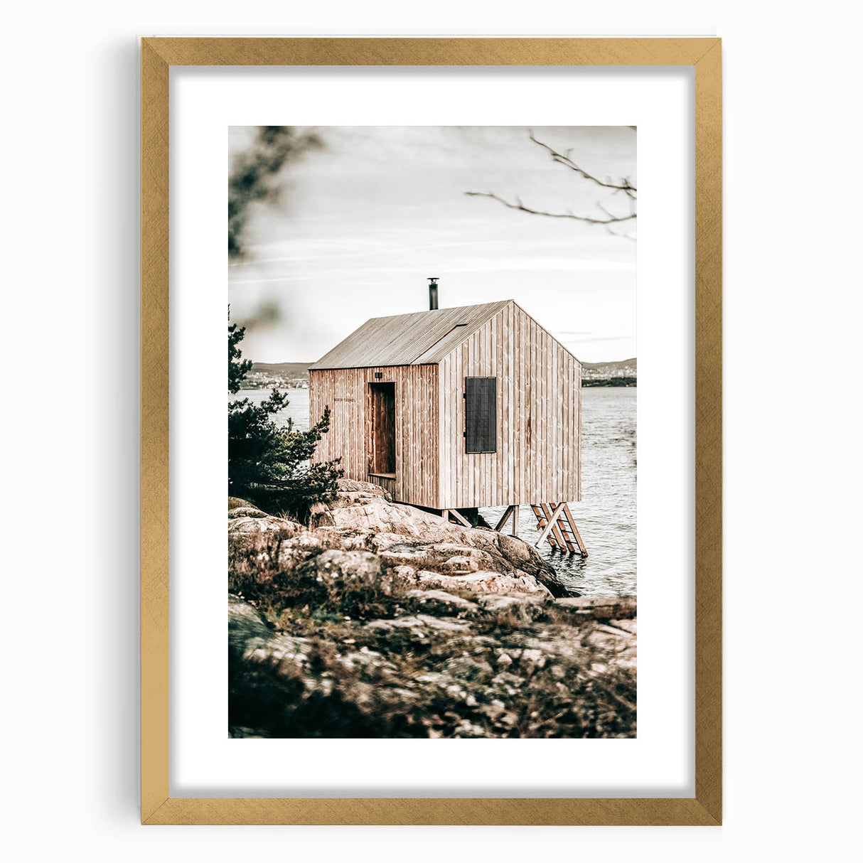 Coastal Wooden Cabin Wall Art | Farmhouse Rustic Decor by the Water