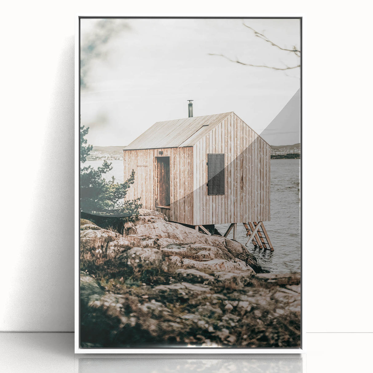 Coastal Wooden Cabin Wall Art | Farmhouse Rustic Decor by the Water