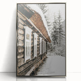 Rustic Farmhouse Decor – Snowy Cabin Wall Art for Country Style Homes